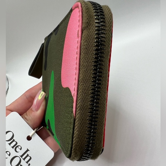 NEW VALENTINO GARAVANI Camouflage Nylon Leather Zip Around Compact Wallet - Picture 10 of 12